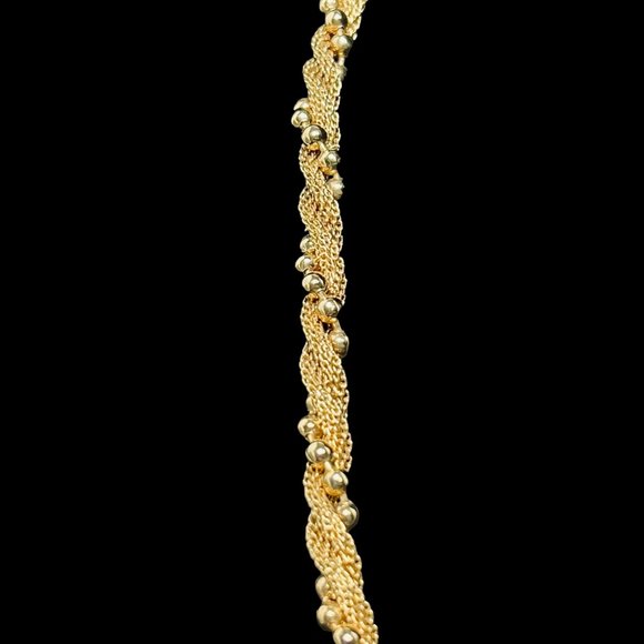 Avon Gold Tone Mesh Twisted With Balls Necklace (4990) - Picture 2 of 6